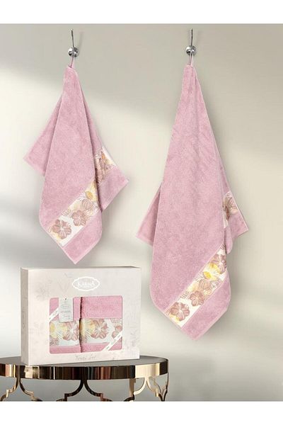 Karna Home Cotton Towel Set Jasmin Soft Textured and Colored 50X90