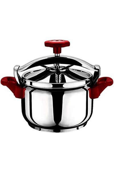Hascevher 5l Red Handle Pressure Cooker, Stainless Steel Pressure Cooker - Armoni (TURKEY MADE)