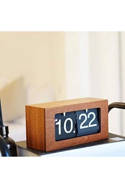 Generic Vintage Auto Flip Clock Retro Large Number Modern Minimalist Wooden Digital Flipping Clock