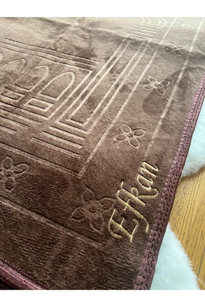 Safa Gift Kişiye Özel İsimli Lüx Kalın Kadife Peluş Kaymaz Taban Seccade, Çey...