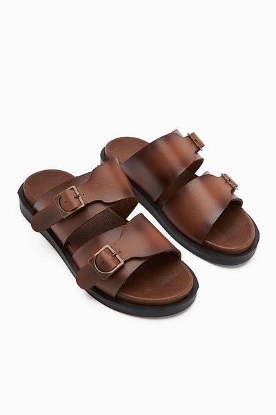 Limoya Soha Taba Double Striped Flat Sole Women's Slippers