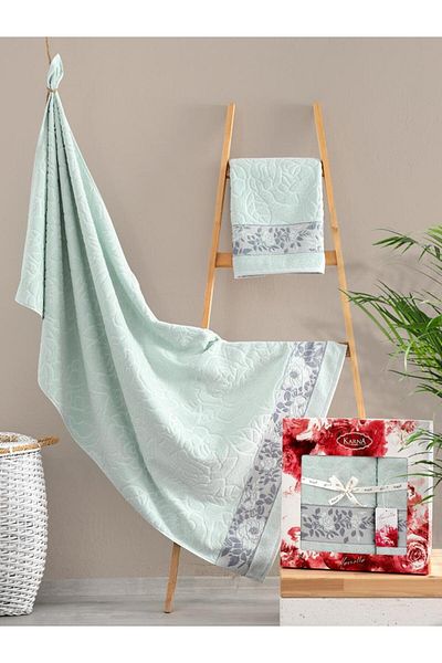 Karna Home Σετ πετσετών Jacquard Cotton Marsella με κομψό σχέδιο και απορροφητικό 50x90