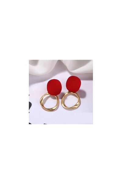 Kelan Red and gold round fashion earrings – Circle Passion