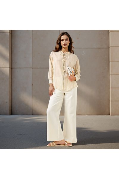Iconic Iconic Regular Fit Top with Shell Tassel Detail