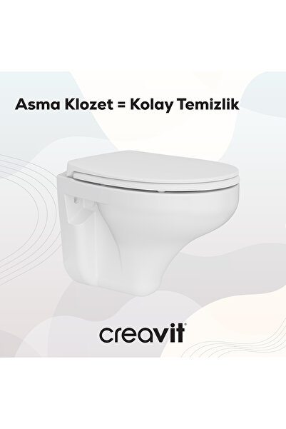 Creavit Perla Thermoplast Yavaş Kapanan Klozet Kapaklı Beyaz Set