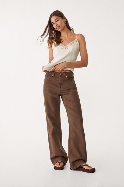 Stradivarius بنطلون جينز D92 مستقيم وواسع