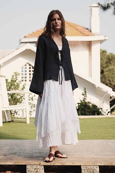Hooopstore Λευκή φούστα Boho Cross Layer Voile