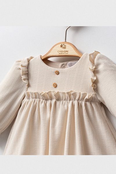 Cassiope Baby Girl Dress with Ruffled Collar and Long Sleeves