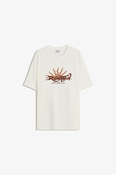 Bershka Textured short sleeve embroidered T-shirt