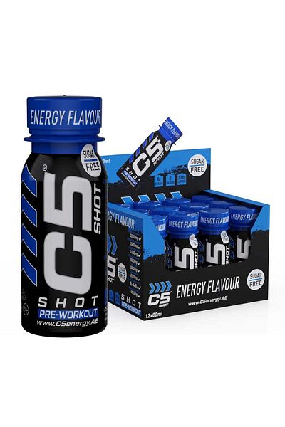 C5 Energy مشروب ما قبل التمرين C5 SHOT | 80 مل من جرعة الطاقة السائلة | 200 ملغ من الكافيين، بيتا ألانين، الكرياتين، حمض الستريك