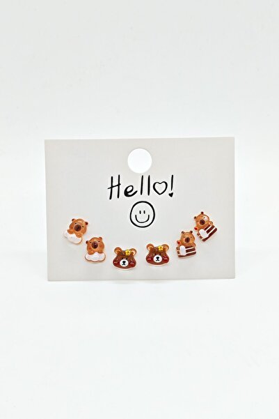 BuSefa Accessory Kapibara Figürlü 6’lı Sevimli Küpe Seti