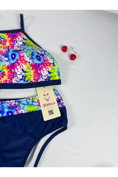 FUNELLA Women's Stylish Ethnic Patterned Crop Bikini Set
