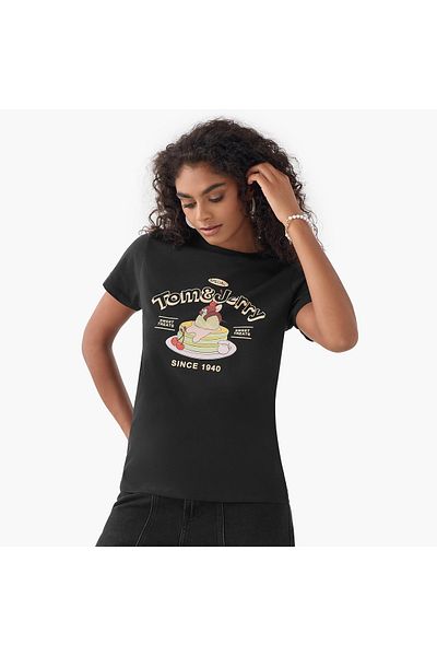 SP Characters Tom and Jerry Print Crew Neck T-shirt