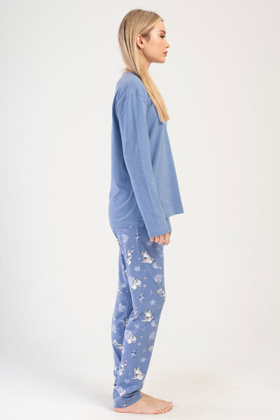 VİENETTA Cotton Women's Large Size Long Sleeve Pajamas Set