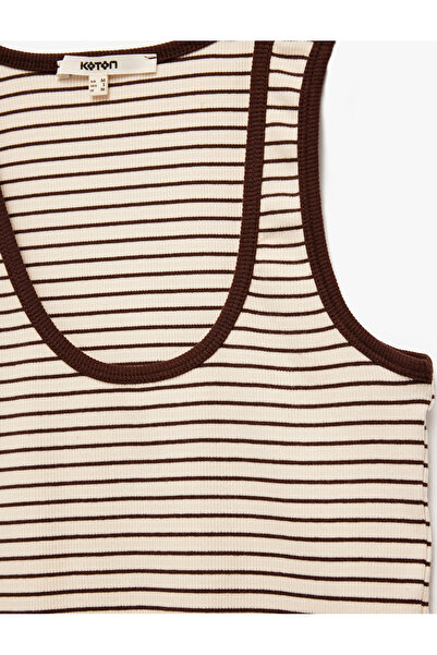 Koton Βαμβακερό Slim Fit Μονόχρωμο με ριγέ γιακά