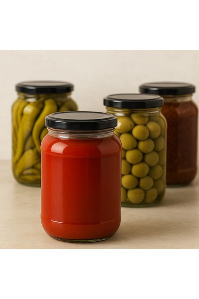 Massteelger 1000Cc Glass Jar – Black Lid, Pickle Storage Container