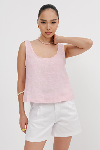 Addax U Neck Linen Tank Top A17386