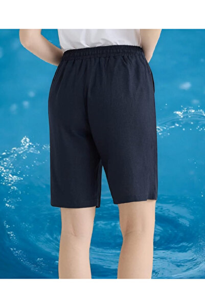 Barato Linen Elastic Waist Lace up Plus Size Bermuda Shorts