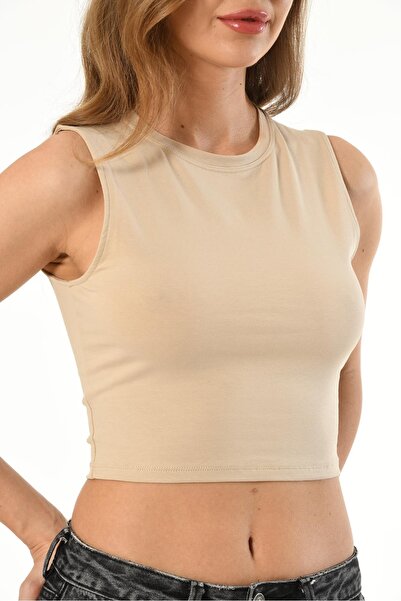 Mfö Life İç Giyim Women's Lycra 0 Sleeve Crop Cotton