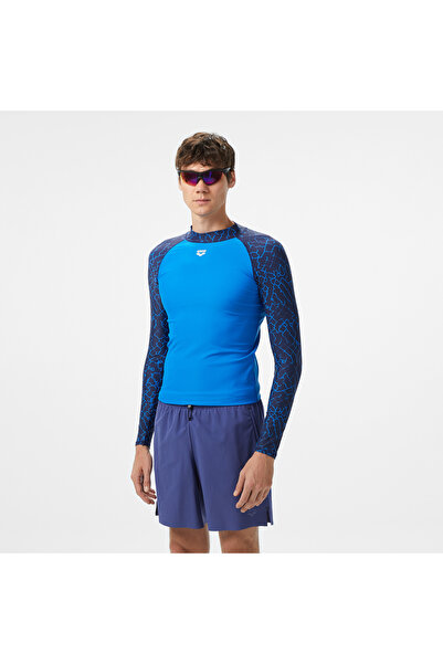 ARENA تي شيرت Rash Vest L/S Allover للرجال باللون الأزرق