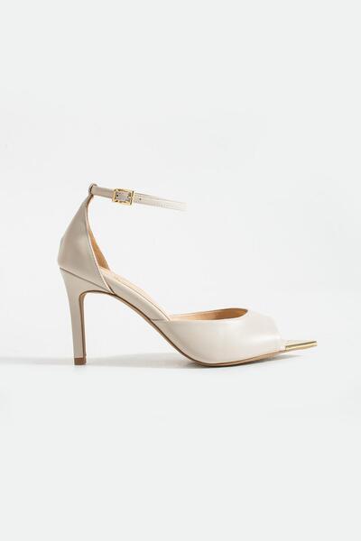 FOLLİNİ Kadın Hakiki Deri Topuklu Ayakkabı Bej