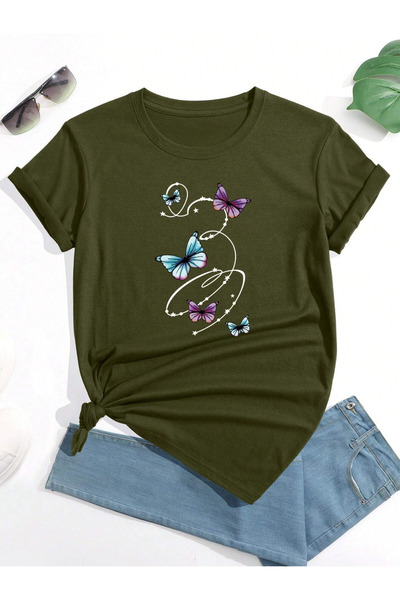 LAYORA Tricou pentru femei cu imprimeu supradimensionat bumbac moale tricou