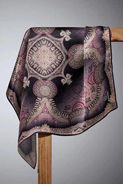 Vissona Twill Silk Scarf Black, Purple