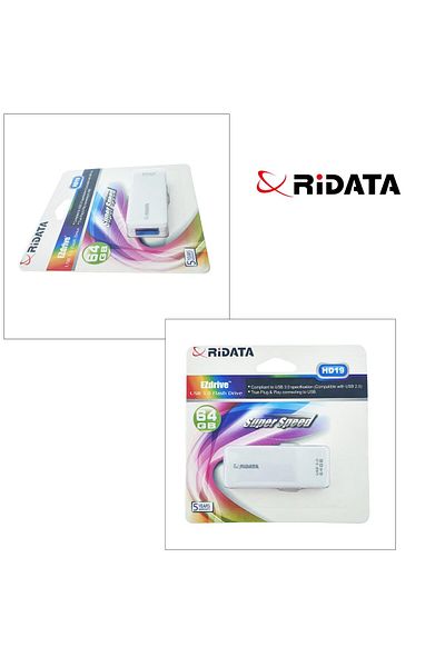 ridata USB 3.0 Flash Drive RiDATA 64 GB, EZdrive HD19WT, retractable connector, white