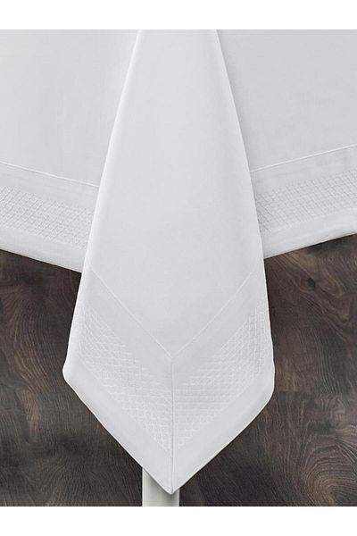 Karna Home Embroidered Honey Tablecloth with Wide Border