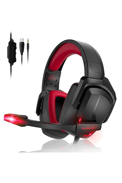 PHOINKAS سماعة رأس للألعاب فوق الأذن مع عزل للضوضاء، لجهاز نينتندو سويتش، كمبيوتر محمول، صوت محيطي ستيريو 7.1