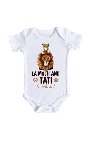 OEM Body bebe personalizat "La multi ani, tati! Te iubesc!", alb, 100% bumbac, 3-6 luni