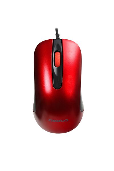 Omega USB mouse, Omega 45268 OM-520, with 1.2 m cable, 3 buttons, 1000 dpi, red with black
