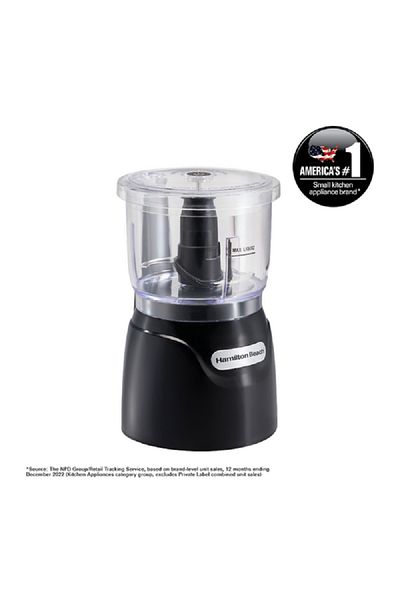 HAMILTON Beach 350W Stack and Press Food Chopper with Removable Bowl and Blade Black and Clear