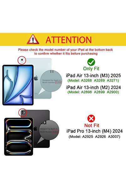 m.tk moveteck iPad Air 13 M2 M3 2024 2025 Compatible Magic Keyboard Slim Case Smart Cover with Magnet Lock Holder