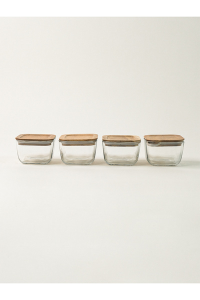 Minihol Cosy Akasya Vakumlu Kapaklı Cam Kase Seti - 4 Parça