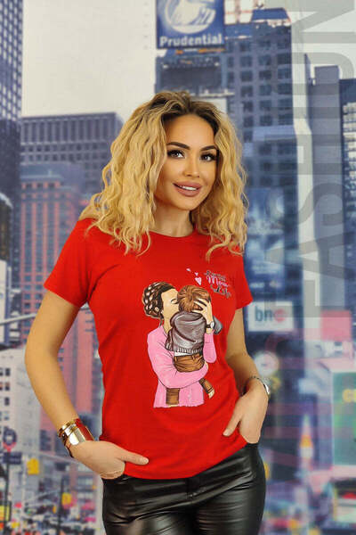 WildFashion Casual T-shirt with mother and child print U849-3