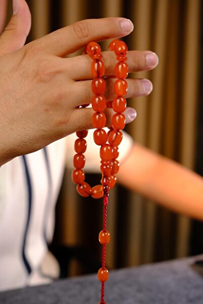 dergah tesbih Master İbrahim Altın Üst Düzey Koleksiyonluk Eski Osmanlı Sıkma Kehribar Tesbih (Antique Faturan Amb