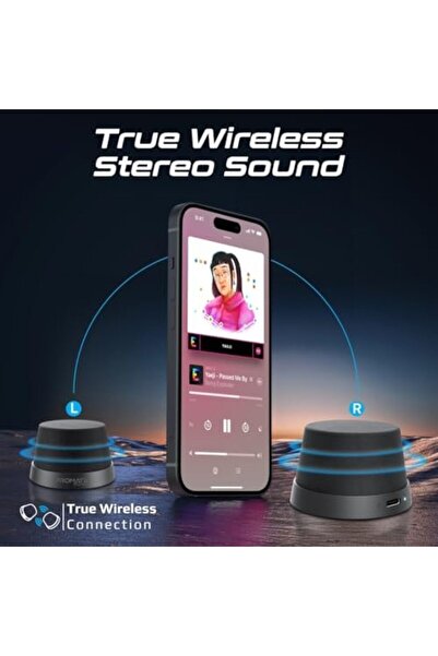 Promate مكبر صوت بقاعدة مغناطيسية بتقنية البلوتوث، مكبر صوت محمول لاسلكي حقيقي عالي الجودة بقوة 3 وات مع صوت عالي الدقة، 40