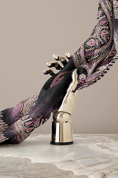 Vissona Twill Silk Scarf Black, Purple