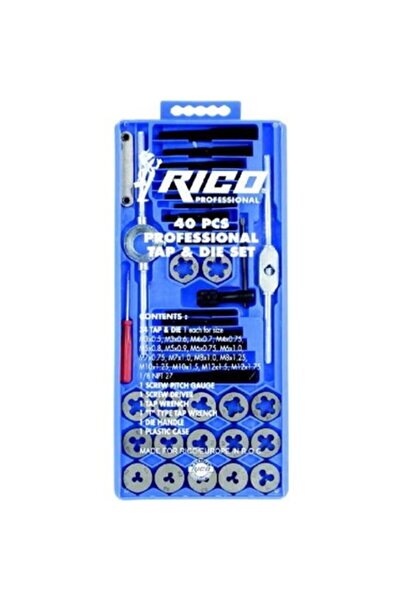 Rico 40 Parça Klavuz Pafta Seti Metrik Set Kılavuz Pafta-005-RC3240