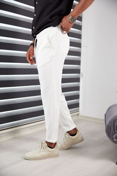 HA-KA GİYİM Men's Slim Fit Jogger Pants Double Leg High Quality Line Pattern Fabric Lycra