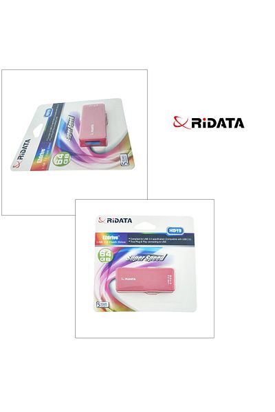 ridata USB 3.1 Flash Drive RiDATA 64GB, EZdrive HD19RD, retractable connector, pink