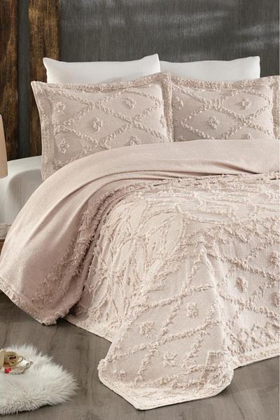 Çeyiz Diyarı Umay Chenille Double Bedspread Cappucino