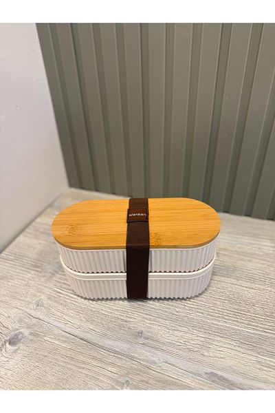 Snow Homs Set of 2 Stackable Practical Wooden Lid Storage Containers with Elastic Bands.