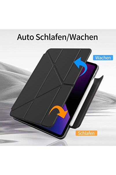 m.tk moveteck İpad 11.Nesil A16 11inç/10.Nesil 10.9inç Magic Klavyeli Slim Kılıf Mıknatıslı Kilit Tutuculu Kapak