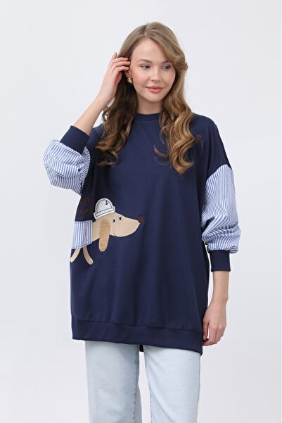 Loreen GÖMLEK KOL VE KÖPEK FİGÜRLÜ SWEAT