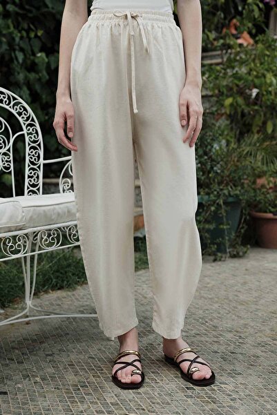 Hooopstore Παντελόνι Μπεζ από Οργανικό Μικτό Ελαστικό