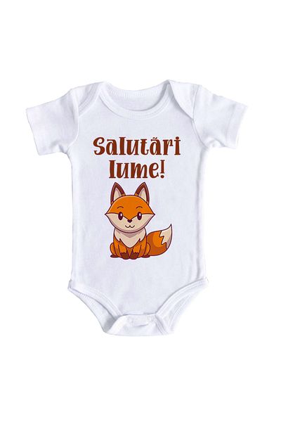 OEM Body bebe, Salutari lume, 12-18 luni, maneca scurta, bonisa creativ, alb, 100% bumbac