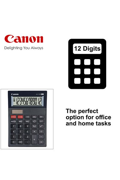 Canon Desk calculator 12 Digits, Canon AS120, 145 x 100 x 33.5 mm, black