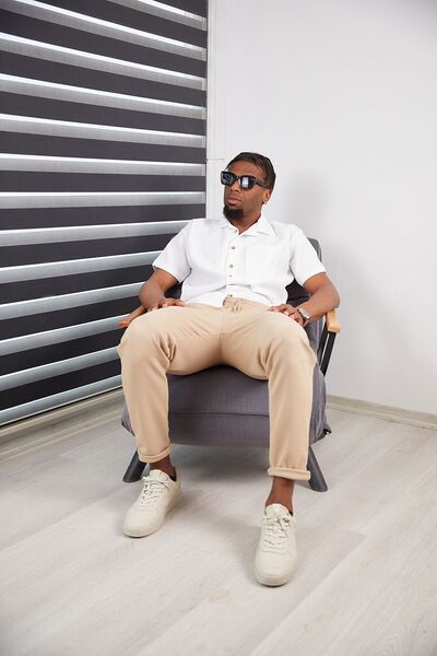 HA-KA GİYİM Men's Slim Fit Jogger Pants Double Leg High Quality Line Pattern Fabric Lycra